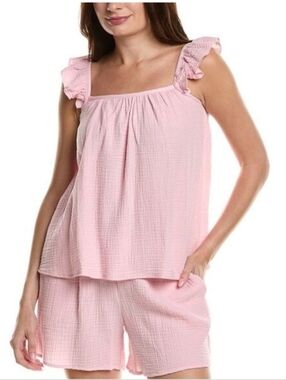 Petite Plume Womens Pink Gauze Pajama Set